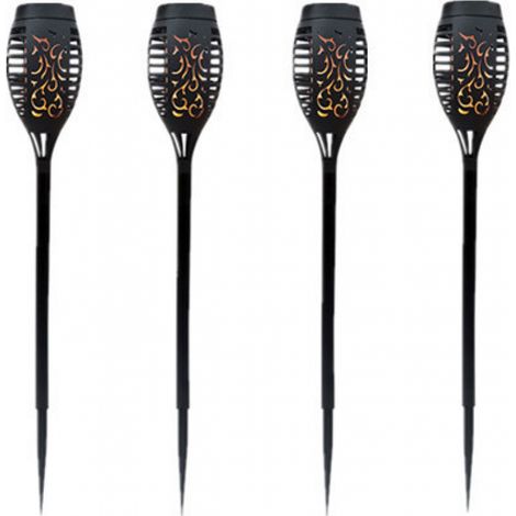 LED lampes poche solaires étanches à flamme vacillante éclairage décoration paysagère chemin jardin sûr Lot de 4 12 (1/5)