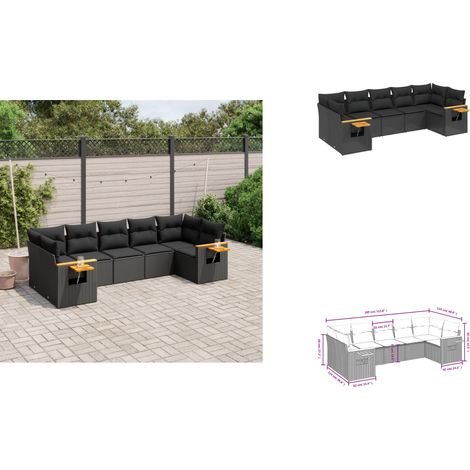 7-tlg. Garten-Sofagarnitur mit Kissen Schwarz Poly Rattan - Gartenmöbel - Sofasatz - Rattan Möbel - Outdoor Sofa - Esszimmergarnitur (1/3)