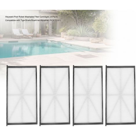 Filtres pour robot piscine RCX70101 - Lot de 4 cartouches lavables compatibles TigerShark SharkVac AquaVac, matériau épais 3 couches (1/5)