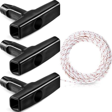 CHANGM Corde de Démarreur à 10 Mètres 3,0 mm Corde de Traction avec 3 Pièces Poignée de Démarrage pour Pièces de Tondeuse à Gazon (1/4)