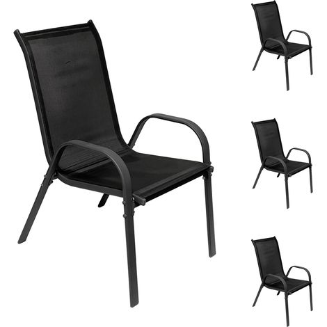 4 Stück Stapelsessel KD Metall - Textilen schwarz-DMC330880-4 (1/3)