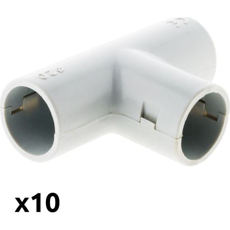 Zenitech – Lot de 10 Tés de dérivation pour tube IRL Ø20mm – Plastique haute qualité – Fixation sécurisée – Pour câblage électrique