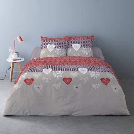 Housse de couette flanelle 200x200 cm – 100% coton – 2 taies 65x65 cm – Coloris foncé à laver séparément – Dourev (1/3)