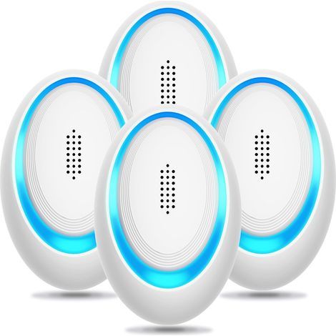 Lot de 4 répulsifs à ultrasons pour insectes, piège électronique à souris pour l'intérieur, insert répulsif contre les moustiques et les araignées, répulsif efficace contre les rongeurs (1/5)