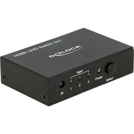 Interruttore HDMI - DeLock - Switch UHD 3x1 - 4K - Telecomando - Scocca metallica (1/2)