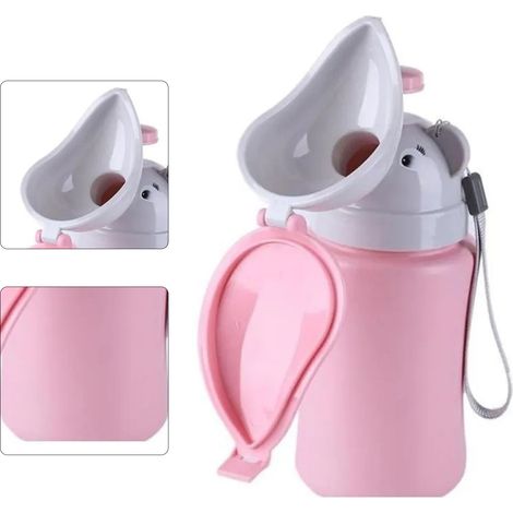 500 ml Notfall-Urinal für Säuglinge, tragbar, waschbar, für Reisen, Auto, Camping, rosa, für Mädchen (1/5)