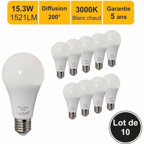 Lot de 12 ampoules LED E14 filament 4W, 470 lumens, blanc chaud 2700K, pack économie d'énergie, durée de vie longue, certifié 2 ans (1/4)