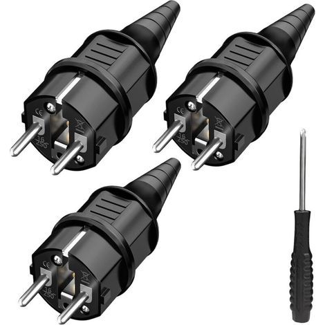 – Pack of 3 IP44 male power sockets – Splash-proof – For 6 to 16mm cables – SEBS earthing contact (1/5)