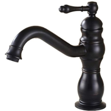 Miscelatore retrò, rubinetto da bagno, girevole a 360°, altezza 20 cm, nero (1/4)