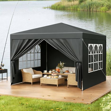 Cenador jardín plegable impermeable antracita HAVRYA (1/3)