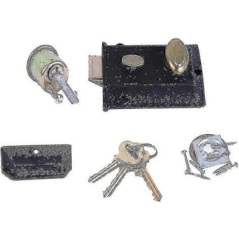 Serrure extérieure pour porte de clôture, style vintage, à ressort, en fonte durable (1/2)
