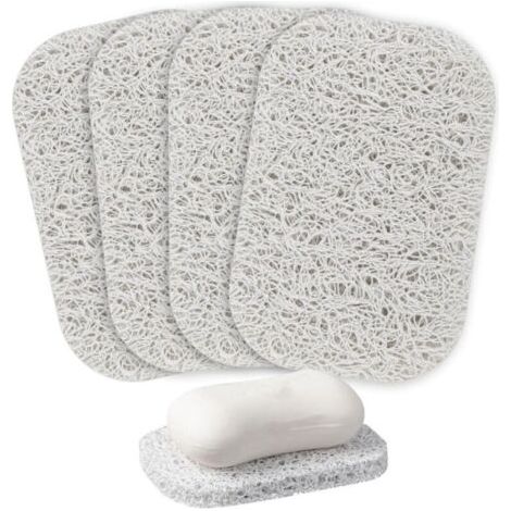 Un ensemble de 4 tapis porte-savon, adaptés à une utilisation dans les douches, les cuisines, les salles de bains, les voyages, les hôtels et les magasins de produits d'entretien.
