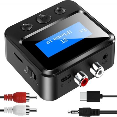 Émetteur-récepteur Bluetooth pour TV. adaptateur audio pour chaîne hi-fi avec entrées RCA. 3.5 mm et AUX. et affichage. émetteur Bluetooth pour casque/enceintes/avion/home cinéma/PC/voiture. sortie ca (1/5)