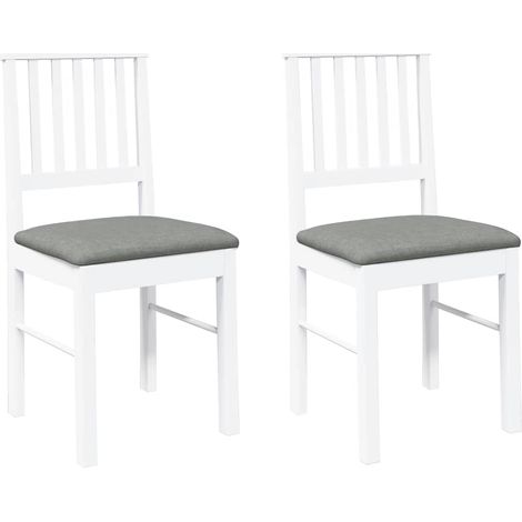 Lot de 2 Chaises à manger,Chaise de cuisine coussins blanc bois massif caoutchouc CFW22728 (1/5)