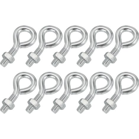 Crochets À Oeil, M6x20mm Acier Carbone, Argenté 10 Pcs Avec Écrou (1/5)