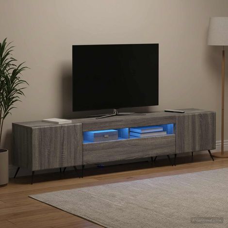 vidaXL LED TV Cabinet BREDA 3 pcs Grey Sonoma Engineered Wood (1/5)