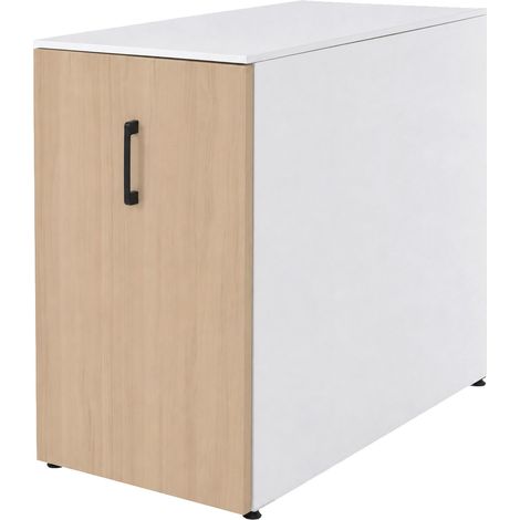 [NEUWERTIG] Aktenschrank HHG-152, Büroschrank Stahlschrank, Stützrad Staufächer, Metall 74x43x80cm weiß, Holzfront (1/5)