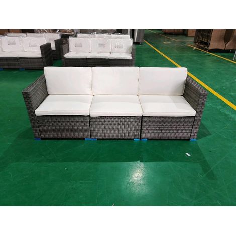 COSTWAY Set Divani da Giardino 3 Pezzi,Rattan PE con Cuscini Morbidi,per Veranda e Bordo,Beige