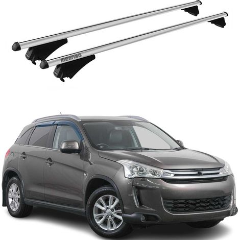 Menabo Dachträger Grundtäger kompatibel mit Citroen C4 Aircross 2012-2017 Aluminium 75kg Silber 2tlg Geschlossene Reling kompatibel mit Fahrradträger, Dachboxen, Skiträger Abschließbar (1/5)