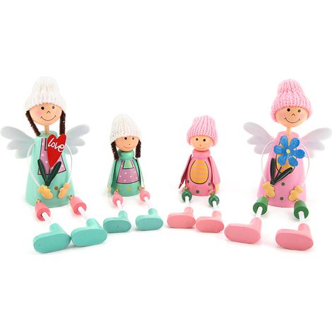 Lot de 4 poupées miniatures exquises, décoration, cadeau pour la maison ou le bureau (Sœurs) (1/5)