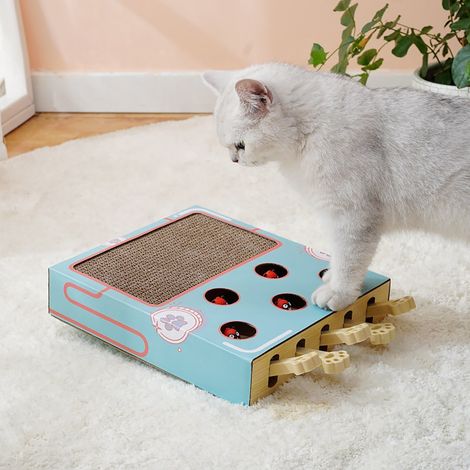 Jouet Interactif Pour Chat - Boîte À Souris Avec Mole Game Et Griffoir En Carton - Pour Jeu Intérieur Et Exercice Physique - 1 Pièce (1/5)
