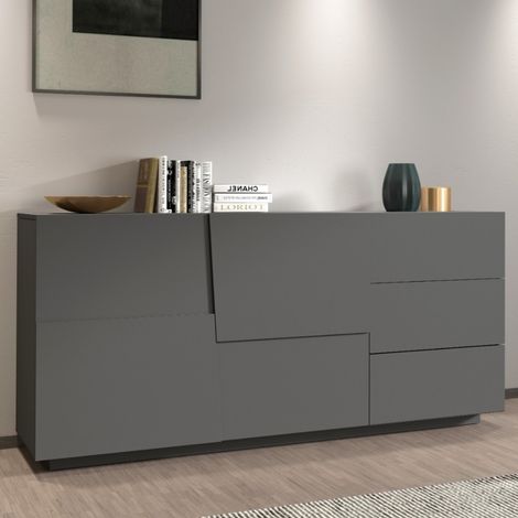 Madia 2 ante battenti e 3 cassetti linea Rombo in finitura Antracite Opaco (1/5)