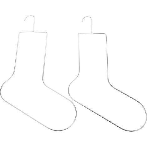 Bloqueadores de calcetines multifuncionales, fácil instalación, 2 unidades de acero inoxidable plateado para exhibir, secar y dar forma a los calcetines de punto. (1/5)