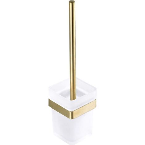 Porte Brosse Toilette Acier INOX 304 Verre Trempé Fini Or Brossé Mural Balayette WC Brosse WC Accessoires Salle de Bain(Brosse Inclu) (1/5)