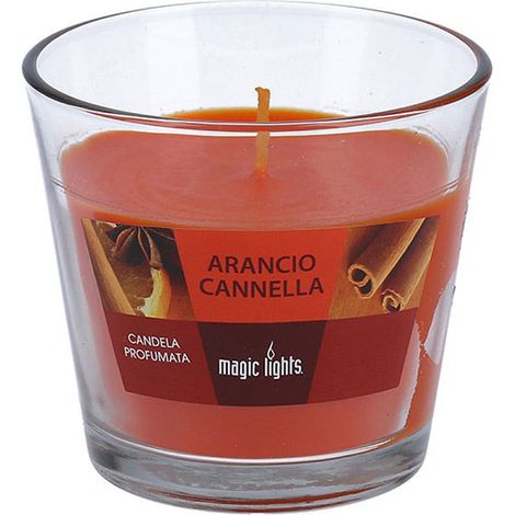 Vela Perfumada en Vaso de Cristal Naranja-Canela 150g Magic Lights (1/2)
