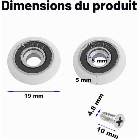 Shower Door Rollers Screws M5 Eccentric Sliding Glass 19 mm (1/5)
