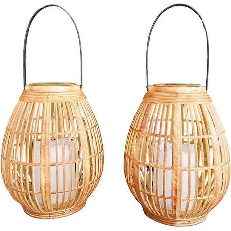 Set mit 2 wasserdichten Solarlaternen aus Rattan für den Außenbereich, zum Aufhängen, für Terrasse, Einfahrt, Veranda und Garten. (1/5)