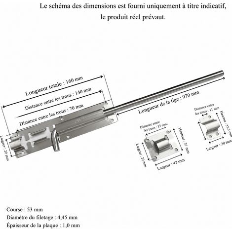 Verrou de porte à tige coudée inox 201 10 mm x 1,35 m avec vis 10 1.35 201 5 g – Livraison gratuite