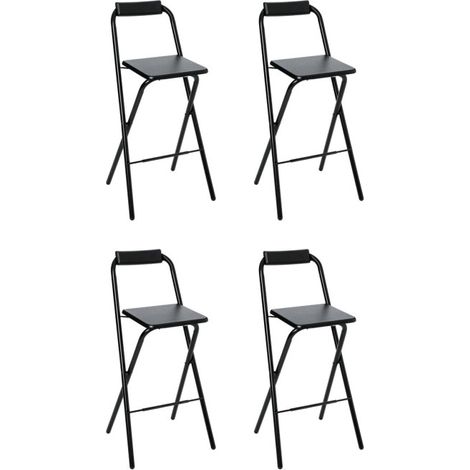 Lot de 4 Chaises de Bar Pliantes "Louna" 97cm Noir (1/4)