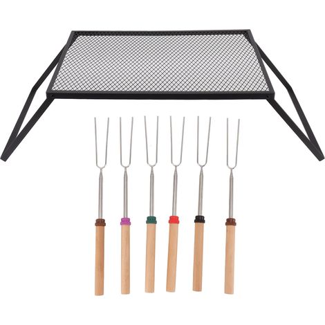 Grille de Camping Pliante Haute Température Résistante Robuste Portable BBQ Extérieur 50x35cm avec Fourchette (1/5)