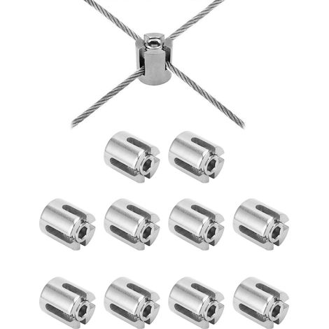 Lot de 10 serre-câbles en acier inoxydable 316, clips à gorge croisée en acier inoxydable, accessoires pour câbles métalliques (1/5)