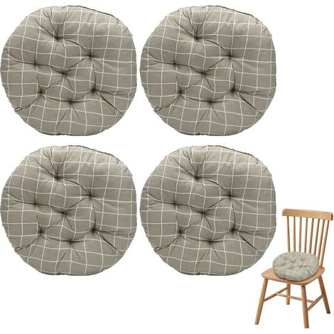 Lot de 4 coussins de chaise ronds - Diamètre : 40 cm - Confortables - Pour chaise, sol, intérieur et extérieur - Pour salle à manger, jardin, salon (carreaux classiques)