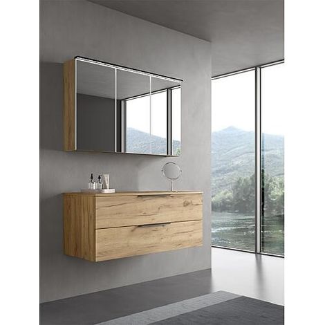 Badmöbel-Set Lossa 2 Auszüge mit Abdeckplatte und 1x Siphonausschnitt Asteiche Cortina (1/5)