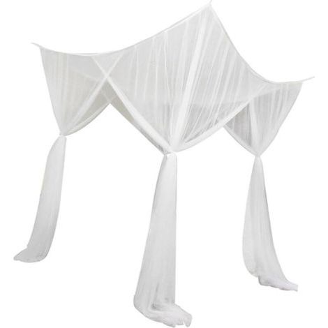Vierstielige Eck-Tagesdecke, Hänge-Bettvorhang, Prinzessinnen-Schlafzimmerdekoration, universelle Tagesdecke, Bettvorhang, geeignet für erwachsene Frauen, weiß, 190 x 210 x 240 cm (1/3)