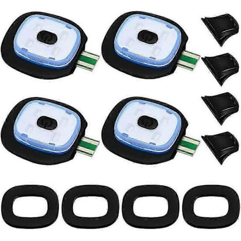 Lot de 4 lampes LED rechargeables USB pour bonnets tricotés, avec modes d'éclairage élevé, moyen et faible lampes LED pour souris lampes LED USB. (1/5)