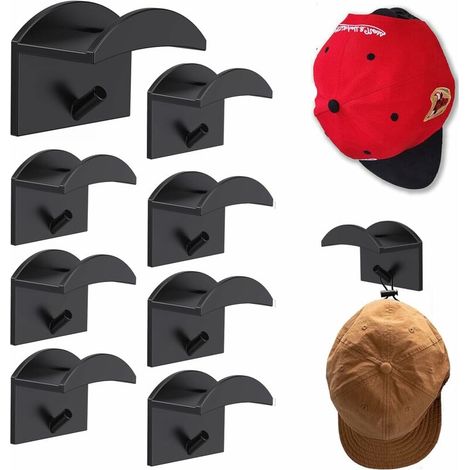 Green Mobility-Cap Rack, 10 PCS Self-Adhesive Hat Rack Baseball Cap Storage Wall Mount No Drilling Cap Holder Hooks Hat Hanger Organizer for Various Hats Scarves Headphone Necklace Headband Key Ring (1/5)