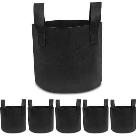 Filiyano-Lot de 5 sacs de culture de 31 L en tissu non tissé noir - Durables, DXGHC (1/5)
