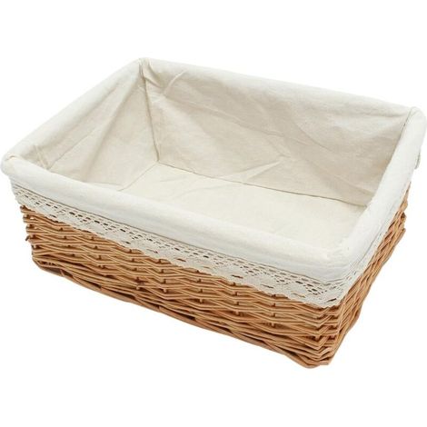 Bardusch-Bestonzon Panier de rangement rectangulaire en osier avec doublure blanche 21 x 14 x 8cm (1/5)
