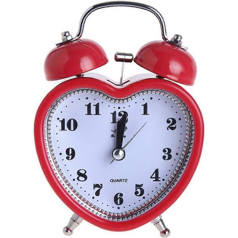 Réveil silencieux en forme de cœur avec veilleuse, idéal pour les chambres d'enfants - un cadeau pour un réveil en douceur pour les filles, rouge clair. (1/5)