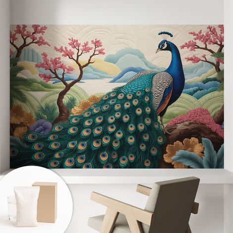 Papier peint intissé avec imprimé pour intérieur moderne application facile a motif - Colle incluse gratuite Beauté exotique 104x70 cm (1/5)