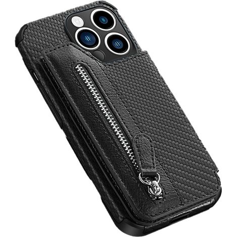 Esta funda para iPhone cuenta con función de soporte, lo que la hace perfecta para noches de cine y videollamadas. Incorpora un cierre magnético metálico para mayor seguridad y está fabricada en cuero (1/2)
