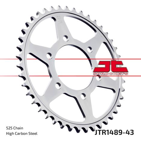 Piñón trasero de acero JT R1489-43, 43 dientes, tamaño 525 (1/2)