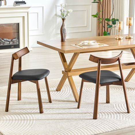 Set di 2 sedie da pranzo con struttura in legno, sedie da cucina imbottite con schienale ergonomico, sedie moderne in legno per sala da pranzo e soggiorno, solo sedie senza tavolo (1/5)