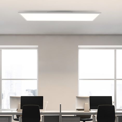 GBLY LED Panel Deckenleuchte weiße Deckenpanel - Dimmbar 100x30 CM Deckenlampe Flach Büro mit Fernbedienung Wohnzimmerlampe 24W Küchenlampe Modern Büroleuchte für Küche Schlafzimmer Flur