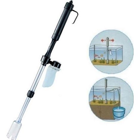 Aspirateur Aquarium - Nettoyeur Gravier - Débit 520 L/H - Réglable 57-80 cm - Fonction Siphon Eau - 1 Pièce