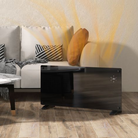 Radiateur électrique 2000W mural ou posable, écran LED, programmateur 24h/7j, thermostat réglable, télécommande, chauffage d'appoint économique (1/5)